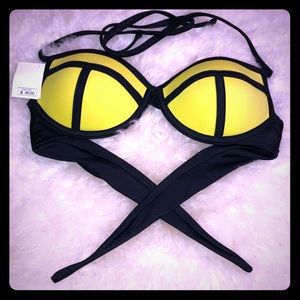 NEW yellow and black bikini top